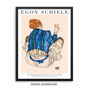 Egon Schiele Seated Woman Exhibition Art Print - Female Figurative Poster | DIGITAL DOWNLOAD | Living Room Gallery Wall Vintage Artwork 