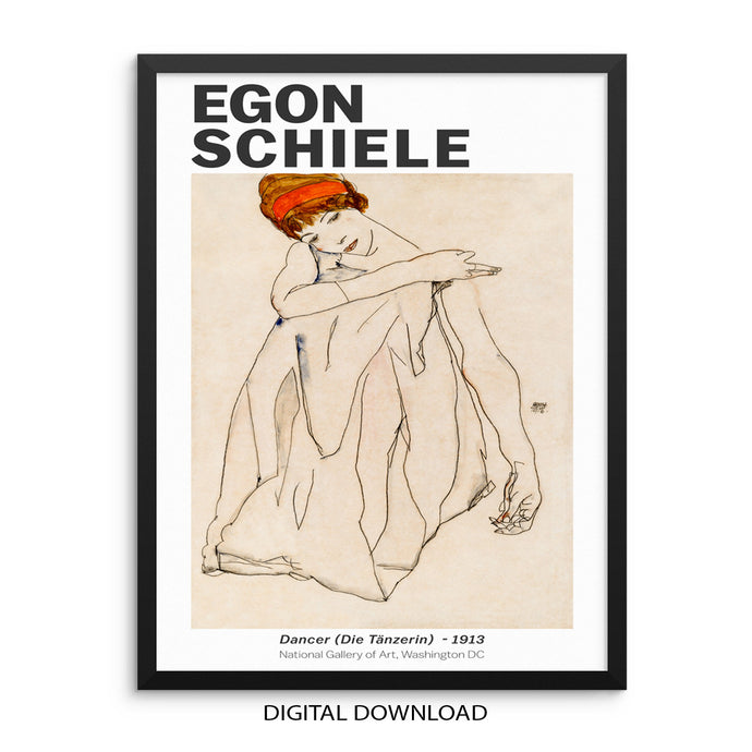 Egon Schiele The Dancer Gallery Exhibition Art Print Female Figurative Poster |DIGITAL DOWNLOAD| Vintage Artwork for Living Room Wall Decor 