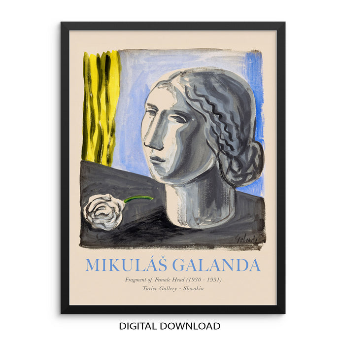 Mikuláš Galanda Fragment of a Female Head Art Print Still Life Vintage Poster |DIGITAL DOWNLOAD| Eclectic Artwork for Living Room Wall Decor 