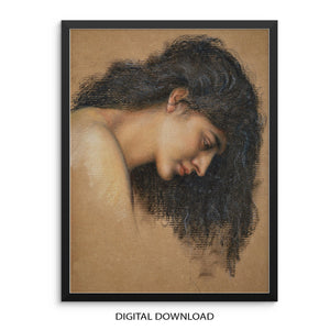 Study of A Young Woman's Head Art Print Minimalist Female Vintage Poster | DIGITAL DOWNLOAD | Artwork for Living Room Gallery Wall Decor