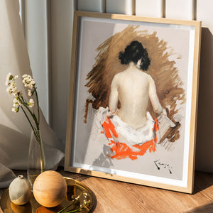 William Merritt Chase Nude Japanese Woman Art Print | Female Portrait Vintage Wall Art | DIGITAL DOWNLOAD | Neutral Color Wall Decor Poster