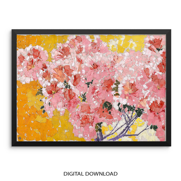 Blooming Pink Flowers Eclectic Art Print for Gallery Wall Decor |DIGITAL DOWNLOAD| Colorful Vintage Poster by Agusto Giacometti for Living Room or Entryway Decor