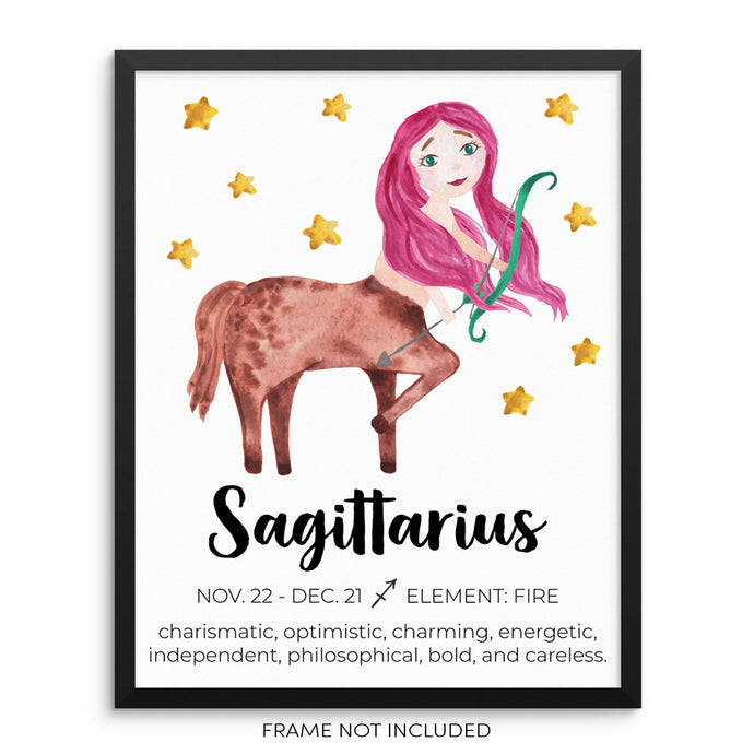 Girls SAGITTARIUS Zodiac Sign Art Print Horoscope Constellation Poster
