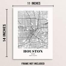 Houston Texas City Grid Minimalist Art Print Modern Wall Decor Poster