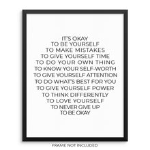 Inspirational Quote Wall Art Print Poster It's Okay To Be Yourself