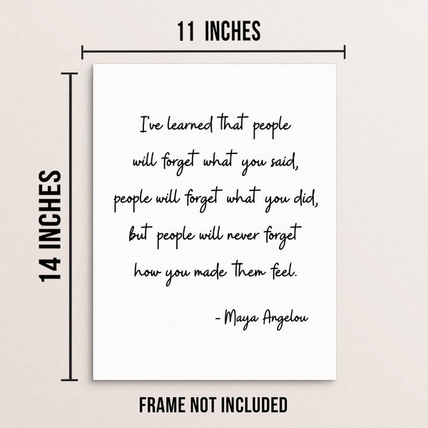 Maya Angelou Inspirational Quote Art Print I've Learned That People