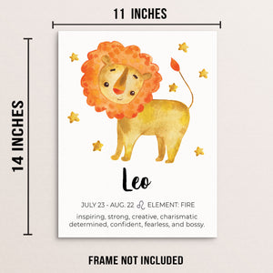 Kid's LEO Zodiac Sign Art Print Horoscope Constellation Poster