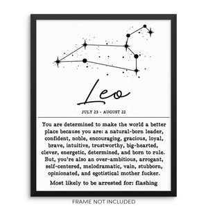 LEO Zodiac Constellation Wall Art Print Home Decor Poster