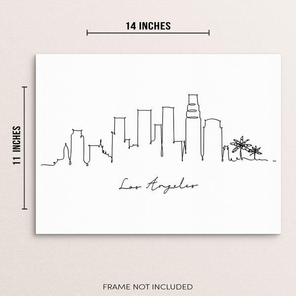 Los Angeles California Skyline One Line Wall Art Print Travel Poster