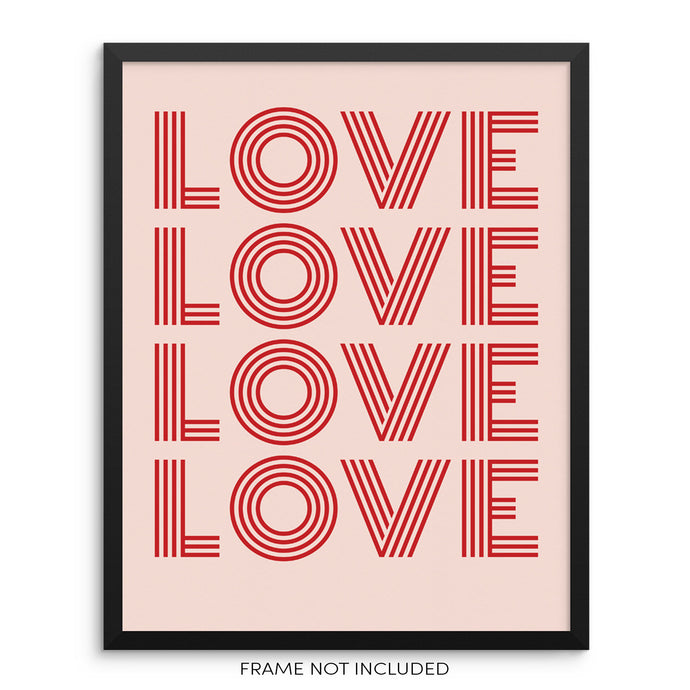 Love Typography Art Print Retro Wall Decor Poster