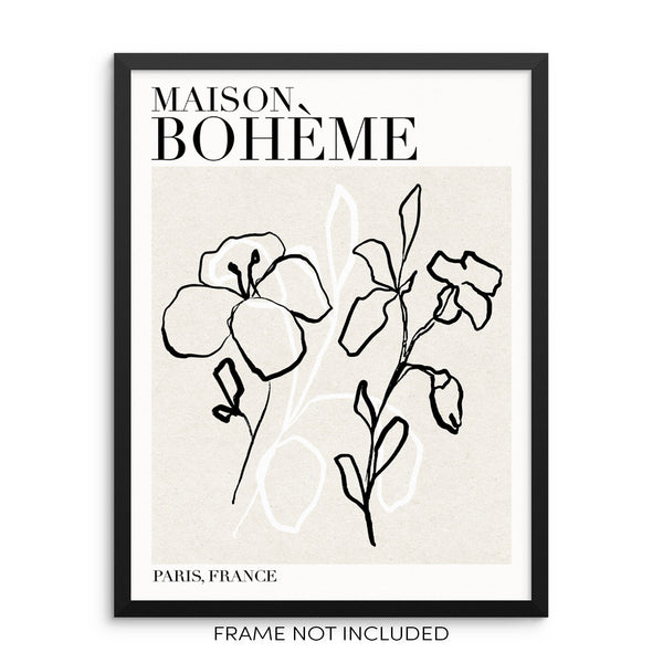 One Line Botanical Art Print Maison Bohème Abstract Flowers Poster