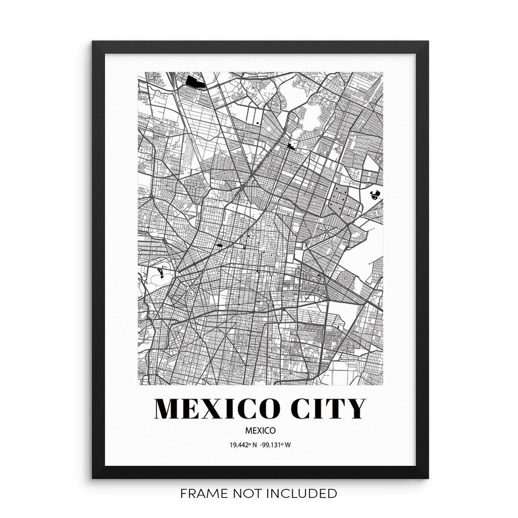 Mexico City Grid Minimalist Art Print Modern Home Decor Wall Poster