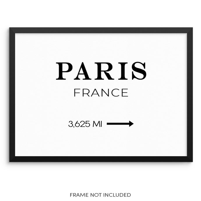 Paris City Road Miles Art Print Sign Home Decor Fashion Poster