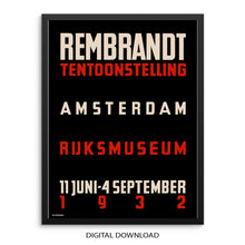 Rembrandt Gallery Exhibition Art Print | DIGITAL DOWNLOAD | Vintage Typography Poster for Living Room or Entryway Gallery Wall Decor