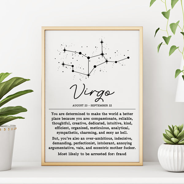 VIRGO Funny Zodiac Constellation Home Decor Wall Art Print Poster