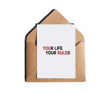 You're Life Your Rules Motivational Greeting Card Red Black and White Greeting Card by Sincerely, Not