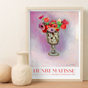 Henri Matisse Still Life Colorful Flowers Painting Bouquet of Anemones 1918 Art Print |DIGITAL DOWNLOAD| Eclectic Artwork for Gallery Wall Decor