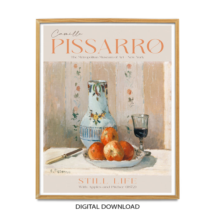 Camille Pissarro Vintage Still Life with Apples and Pitcher Gallery Exhibition PRINTABLE Wall Art