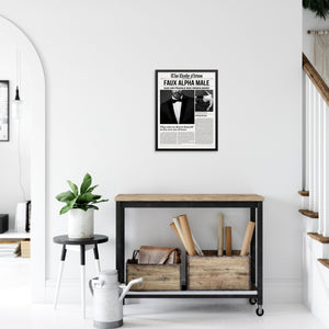 Trendy Newspaper Wall Art Print Faux Alpha Male Poster |DIGITAL DOWNLOAD| Typography Wall Art for Bar Cart, Entryway or Living Room Decor 