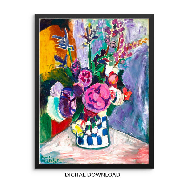 Matisse Bouquet of Anemones 1907 Colorful Still Life Flowers PRINTABLE Vintage Wall Art