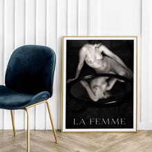 Fashion Art Print Nude Woman in Front of Mirror |DIGITAL DOWNLOAD| Vintage La Femme Poster Black and White Artwork for Women's Bedroom Decor