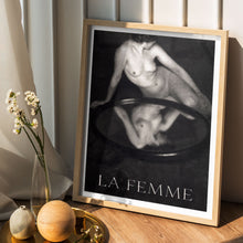 Fashion Art Print Nude Woman in Front of Mirror |DIGITAL DOWNLOAD| Vintage La Femme Poster Black and White Artwork for Women's Bedroom Decor