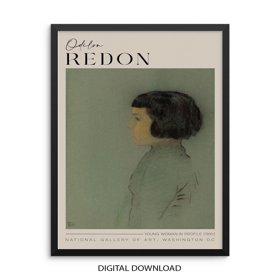 Odilon Redon Young Woman in Profile Gallery Exhibition PRINTABLE Art
