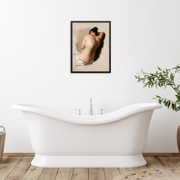 Nude Woman Figurative Art Print Minimalist Vintage Poster | DIGITAL DOWNLOAD | Beige Artwork for Bedroom or Living Room Gallery Wall Decor