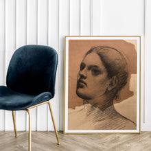 Study of A Young Woman's Face Art Print Vintage Poster | DIGITAL DOWNLOAD | Beige Artwork for Bedroom or Living Room Gallery Wall Decor
