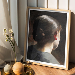Figurative Portrait of Anna Hammershoi Classic Oil Painting by Vilhelm Hammershoi | Female Vintage Poster PRINTABLE Wall Art Neutral Colors Artwork for Gallery Wall Decor