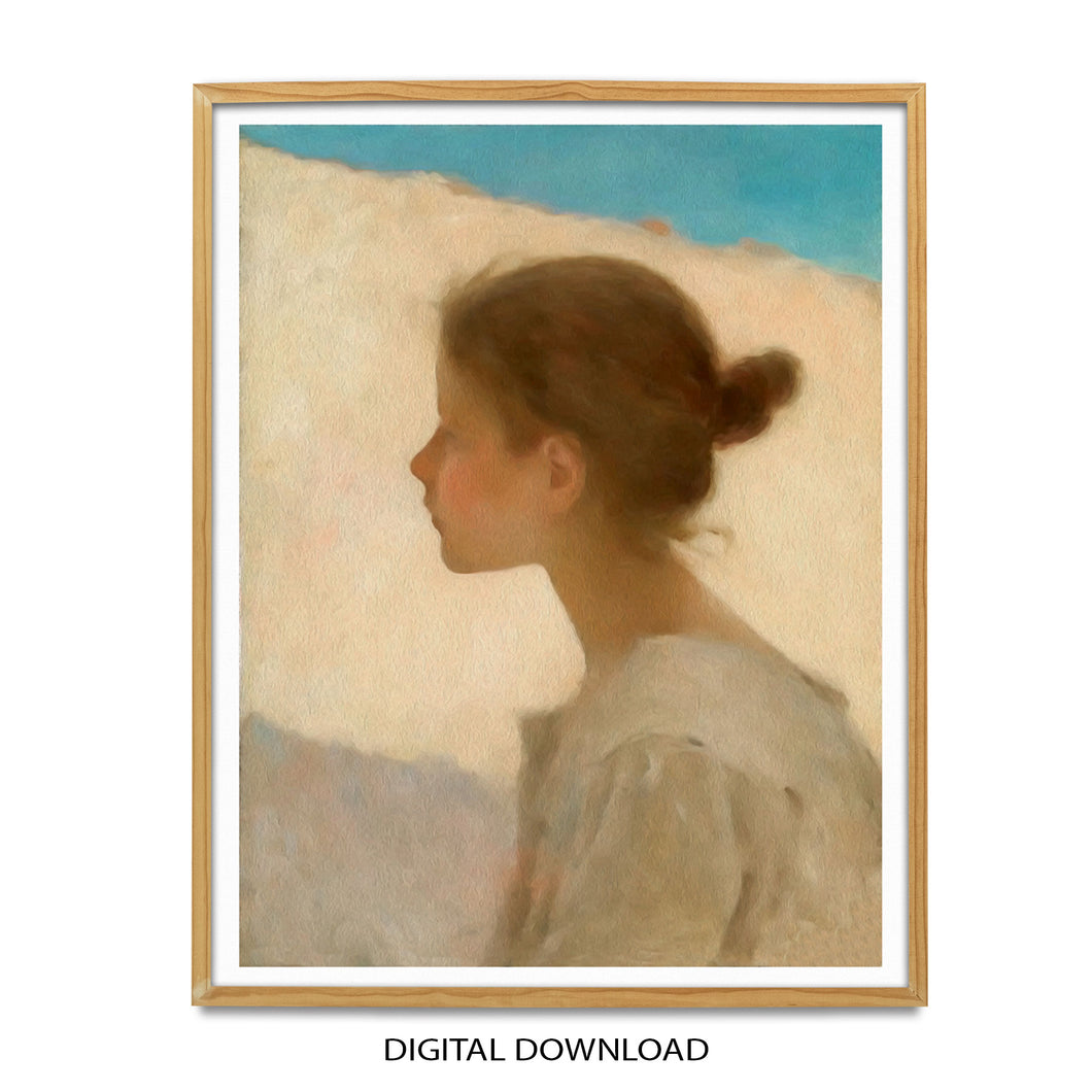 Figurative Portrait of a Young Woman by Rosalia Joan Brull PRINTABLE Vintage Wall Art