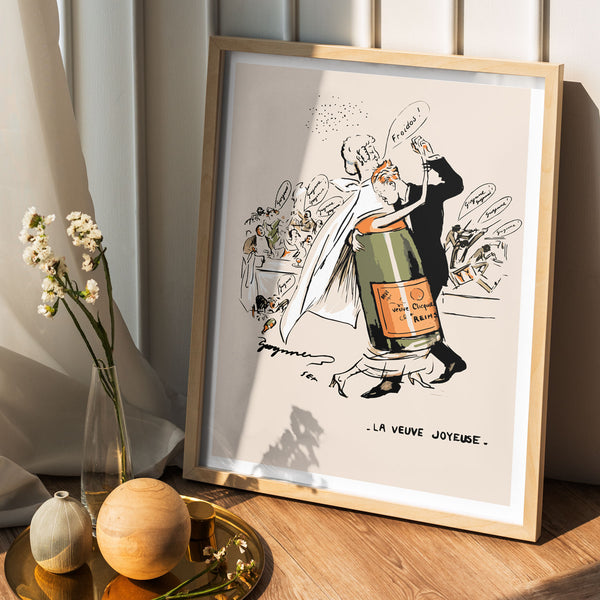 Vintage Champagne Art Print La Veuve Joyeuse PRINTABLE Retro Drinks Poster