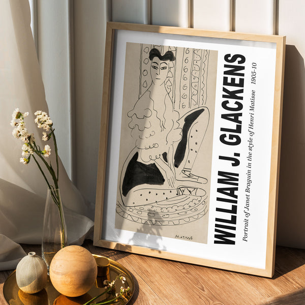William Glackens Matisse Gallery Exhibition Art Print Female Portrait Poster | DIGITAL DOWNLOAD | Vintage Artwork for Living Room Wall Decor