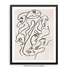 One Line Drawing Art Print Abstract Faces Minimalist Wall Decor Poster