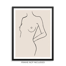 Abstract One Line Woman Nude Body Drawing Wall Decor Art Print