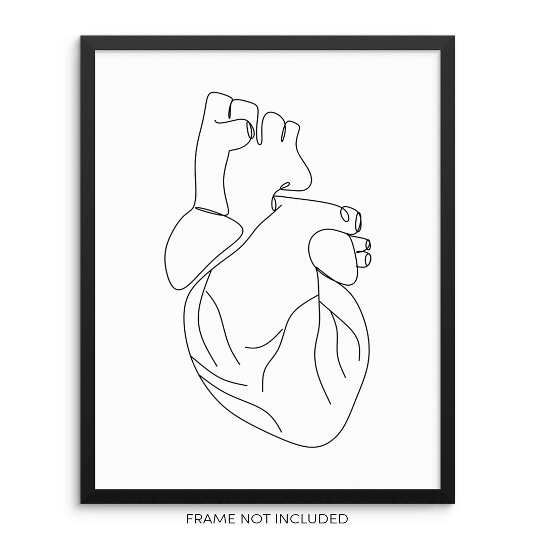 One Line Art Print Anatomical Heart Poster