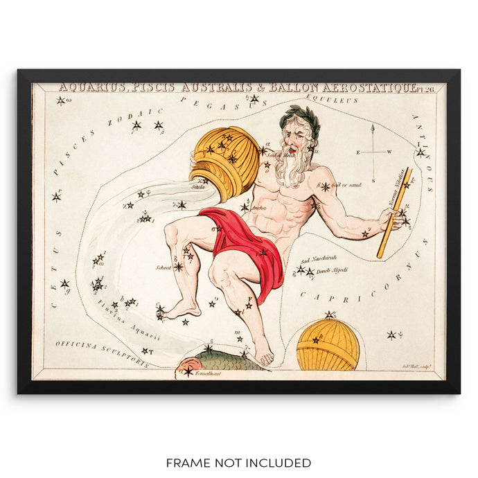 Aquarius Zodiac Constellation Vintage Horoscope Sign Art Print
