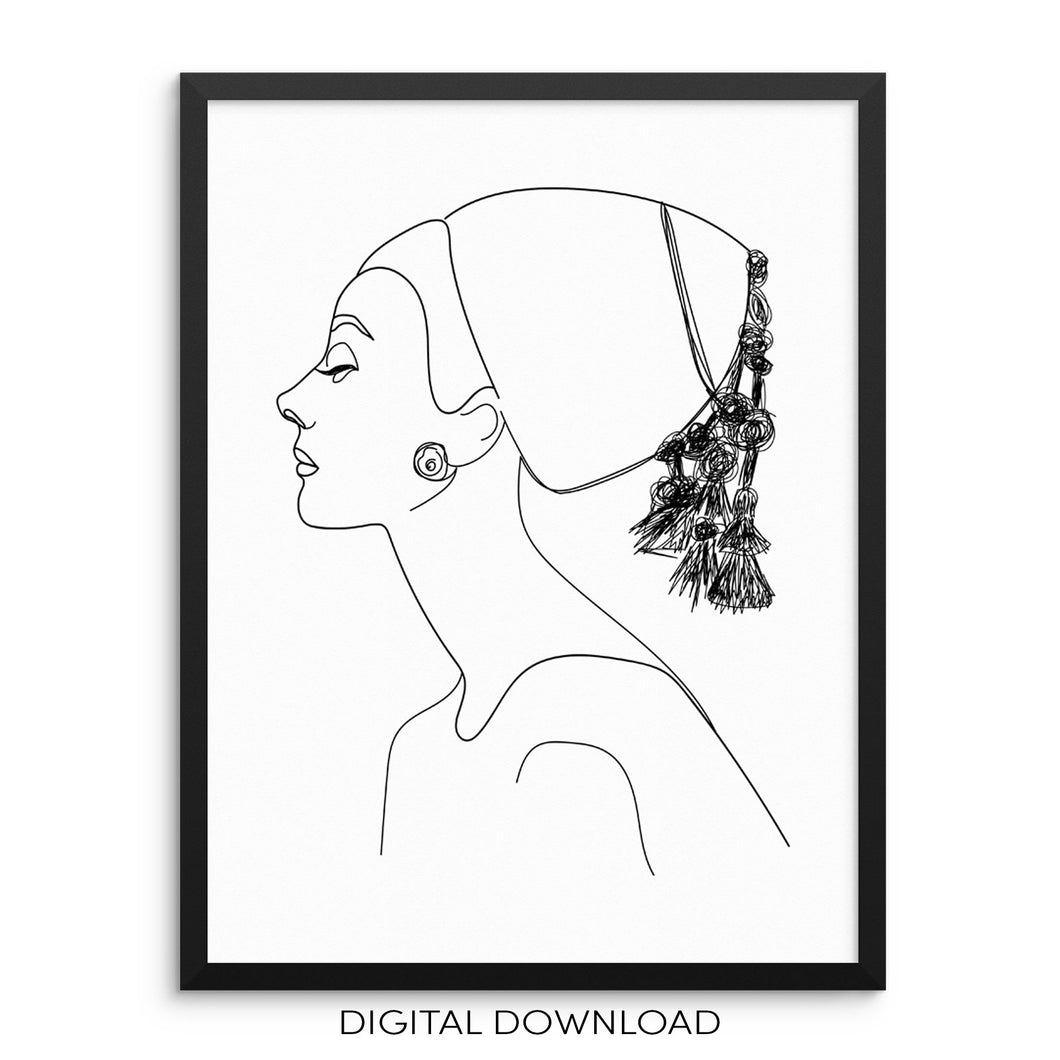 Abstract Line Drawing Audrey Hepburn Art Print DIGITAL FILE Poster