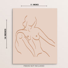 Nude Woman Sitting Down One Line Abstract Wall Art Print