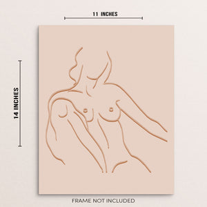 Nude Woman Sitting Down One Line Abstract Wall Art Print