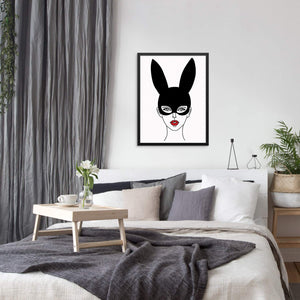 Abstract One Line Woman with Bunny Ears Art Print DIGITAL DOWNLOAD Wall Poster