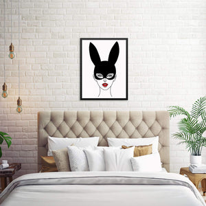 Abstract One Line Woman with Bunny Ears Art Print DIGITAL DOWNLOAD Wall Poster