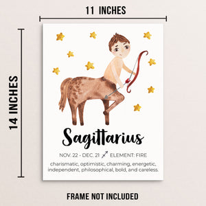 Boy's SAGITTARIUS Zodiac Sign Art Print Horoscope Constellation Poster