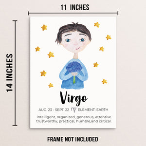 Boy's VIRGO Zodiac Sign Art Print Horoscope Constellation Poster