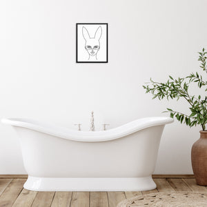 One Line Woman's Face with Bunny Ears Wall Art Print DIGITAL DOWNLOAD