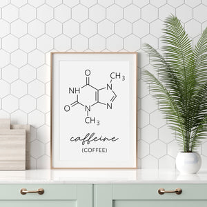 Coffee Art Print Caffeine Molecular Structure Wall Poster DIGITAL FILE