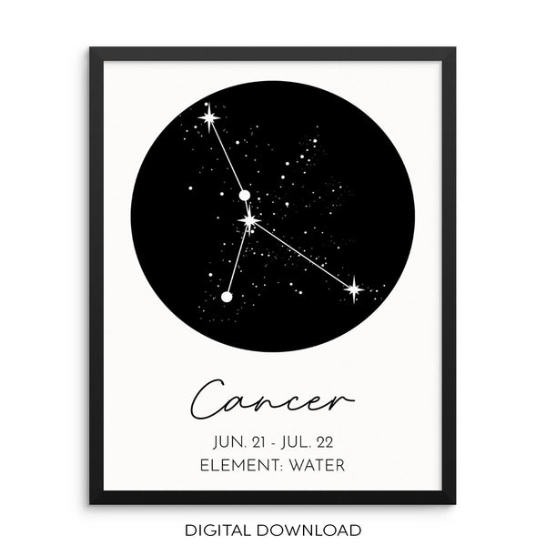 CANCER Constellation Art Print Zodiac Sign Poster DIGITAL DOWNLOAD