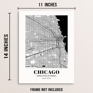 Chicago City Grid Art Print Modern Home Decor Wall Poster