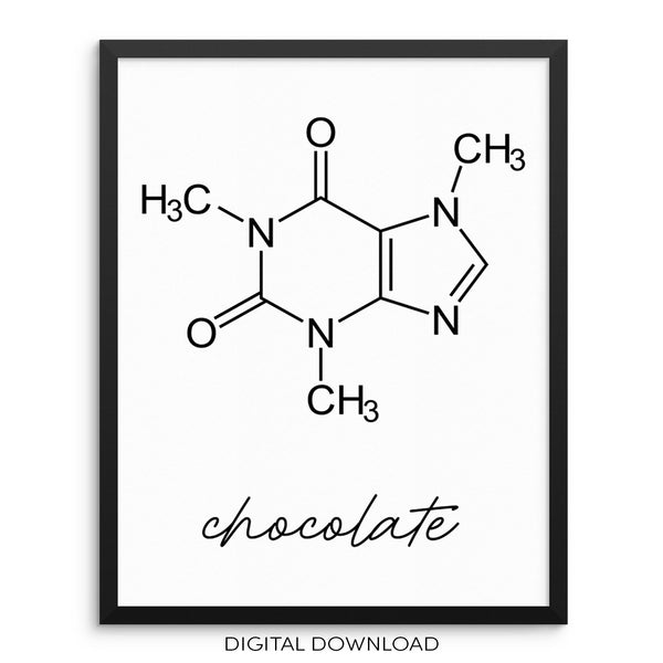 Chocolate Theobromine Molecule Art Print DIGITAL FILE Molecule Poster