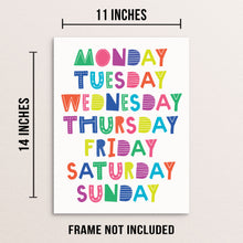 Kid's Colorful Days of the Week Wall Poster Educational Art Print